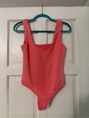 Pink Lily Coral Scoop Neck Bodysuit